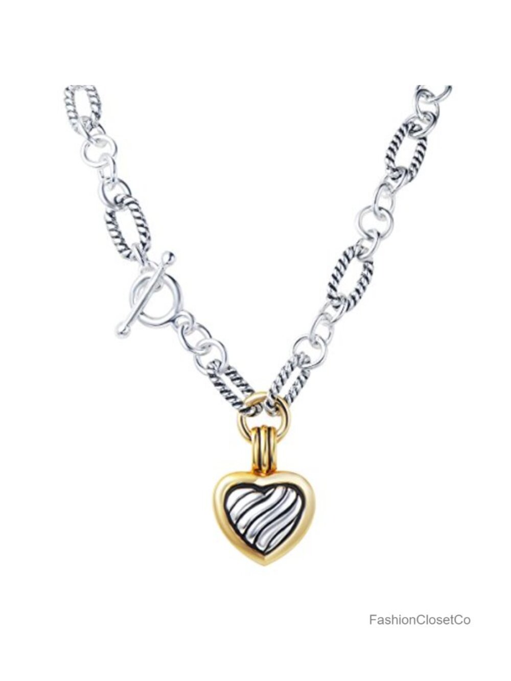 Vintage Pendant Necklace Gold Heart Cable Chain